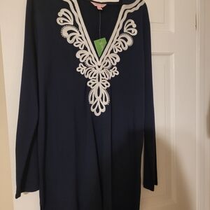 Lilly Pulitzer Navy Dress with White Details